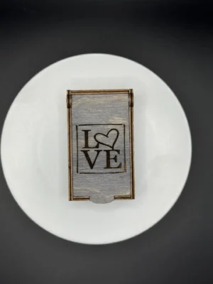 Коробка подарочная деревянная Мини «LOVE» серая